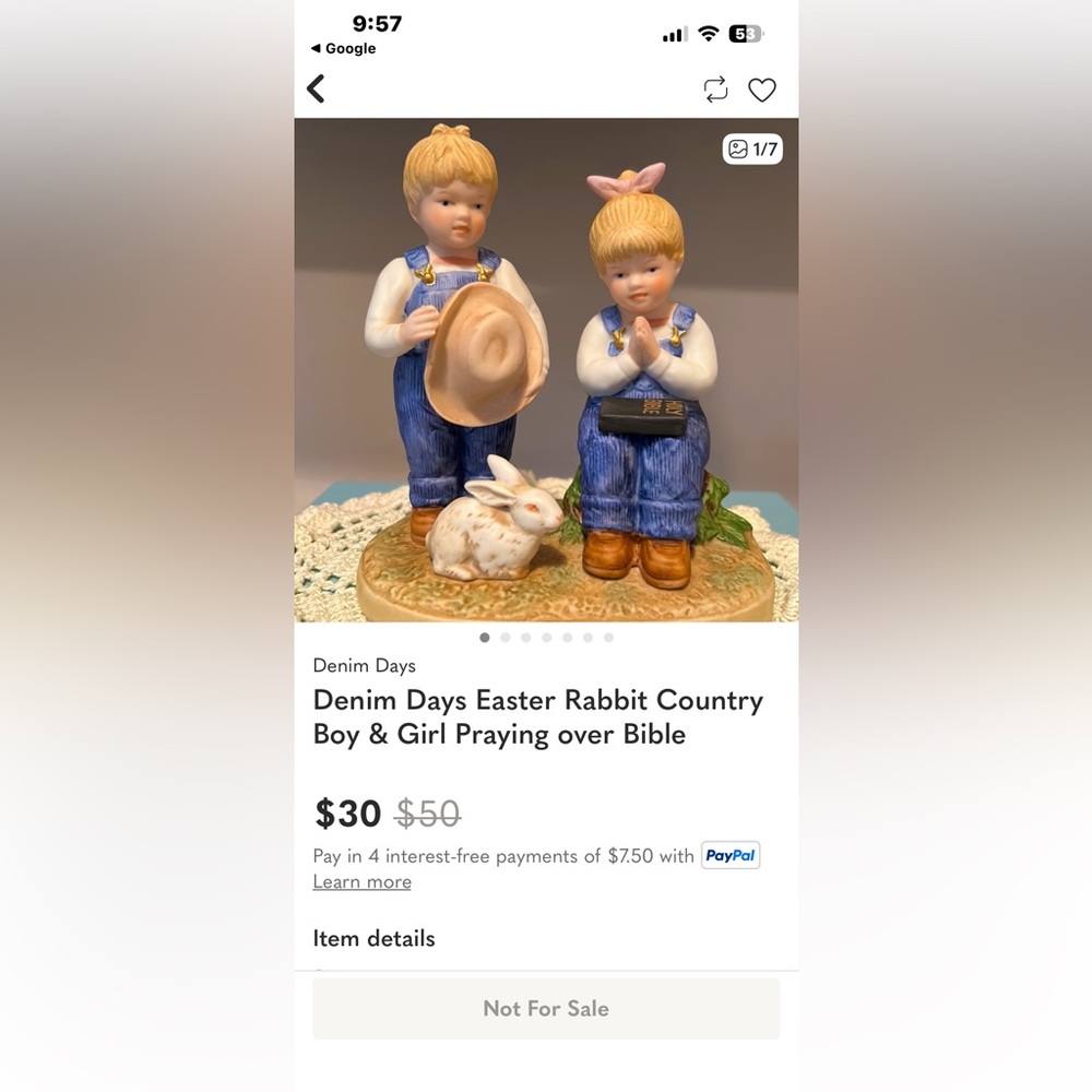 Vintage Homco Porcelain Children Figurine Boy w/hat & girl w/Pink Bow & Bible. - Picture 8 of 8